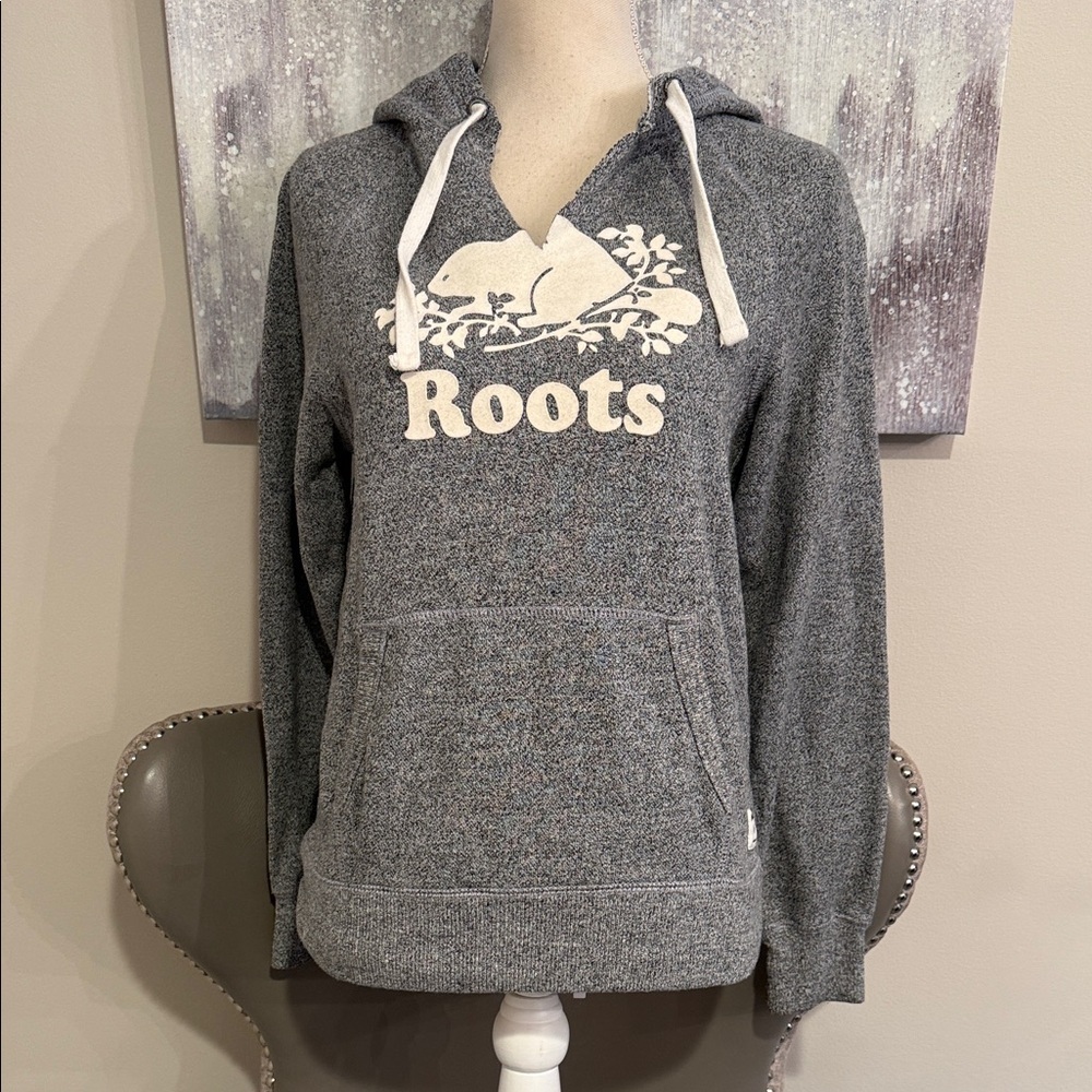 Roots Charcoal Hoodie with White Logo size XS
